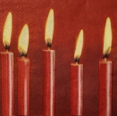 Serviette Kerzen rot, brennend, Rarität